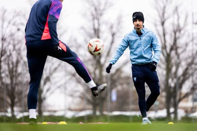 241211 Elison Makolli of Malmö FF during a UEFA Europa League training session on December 11, 2024 in Malmö Photo Petter Arvidson BILDBYRAN kod PA PA0938 fotboll football soccer fotball uefa europa league träning practice training malmö ff bbeng  Copyright: PETTERxARVIDSON BB241211PA015