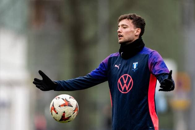 241211 Colin Rösler of Malmö FF during a UEFA Europa League training session on December 11, 2024 in Malmö Photo Petter Arvidson BILDBYRAN kod PA PA0938 fotboll football soccer fotball uefa europa league träning practice training malmö ff bbeng  Copyright: PETTERxARVIDSON BB241211PA020