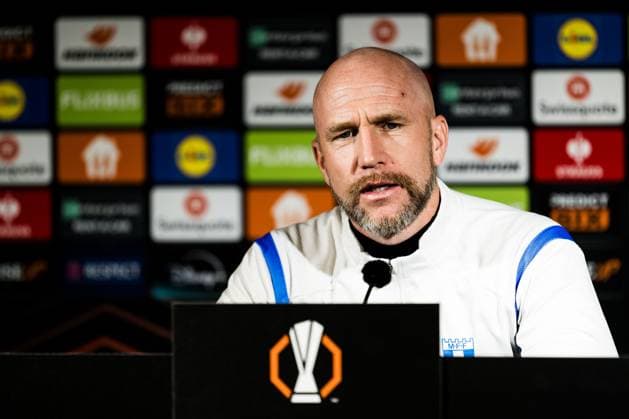 241211 Head coach Henrik Rydström of Malmö FF during a UEFA Europa League press conference on December 11, 2024 in Malmö Photo Petter Arvidson BILDBYRAN kod PA PA0939 fotboll football soccer fotball uefa europa league presskonferens press conference malmö ff bbeng  Copyright: PETTERxARVIDSON BB241211PA082