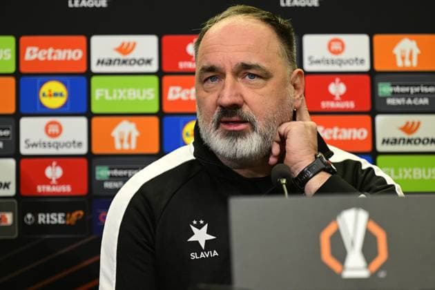 Slavia Head Coach Jindrich Trpisovsky speaks during a press conference, PK, Pressekonferenz before the UEFA Europa League, 6th round match: SK Slavia Praha vs RSC Anderlecht, in Prague, Czech Republic, on December 11, 2024. (CTKxPhoto VitxSimanek) CTKPhotoP2024121103986  CTKPhotoP2024121103986