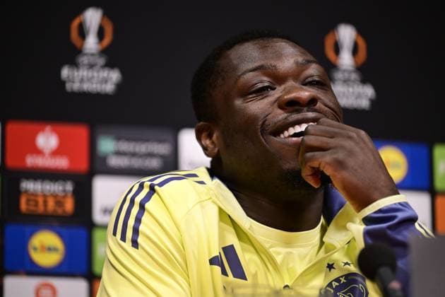 AMSTERDAM - Ajax player Brian Brobbey during the press conference, PK, Pressekonferenz prior to the Europa League match against SS Lazio Roma at the Johan Cruijff ArenA on Dec. 11, 2024 in Amsterdam, Netherlands. ANP OLAF CRACK UEFA Europa League 2024 25 xVIxANPxSportx xxANPxIVx 515456934 originalFilename: 515456934.jpg