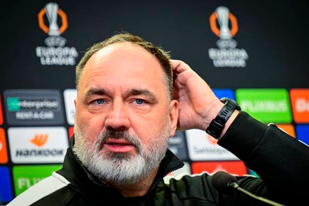 Slavia Head Coach Jindrich Trpisovsky speaks during a press conference, PK, Pressekonferenz before the UEFA Europa League, 6th round match: SK Slavia Praha vs RSC Anderlecht, in Prague, Czech Republic, on December 11, 2024. (CTKxPhoto VitxSimanek) CTKPhotoP2024121104216  CTKPhotoP2024121104216