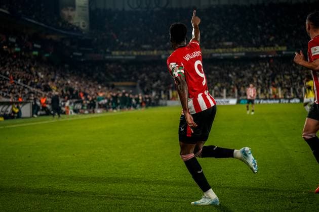 776199425 Inaki Williams of Athletic Club celebrates his teams first goal during the match. Fenerbahce and Athletic Club faced each other in the UEFA Europa League 2024 25 League Phase MD6, the match took place at Sukru Saracoglu Stadium on December 11, 2024 Istanbul Istanbul Turkey Copyright: xYagizxGurtugx