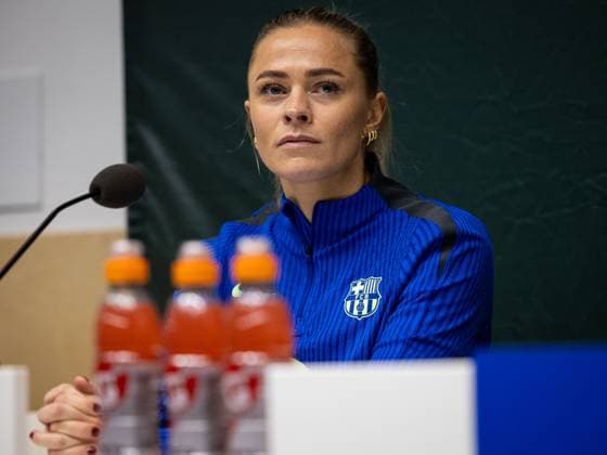 241211 Fridolina Rolfö of FC Barcelona gives a press conference on December 11, 2024 in Stockholm Photo Michael Campanella BILDBYRAN COP 313 MC0118 fotboll football soccer fotball damn uefa womens champions league barcelona femini press conference training bbeng  Copyright: MICHAELxCAMPANELLA BB241211MC012