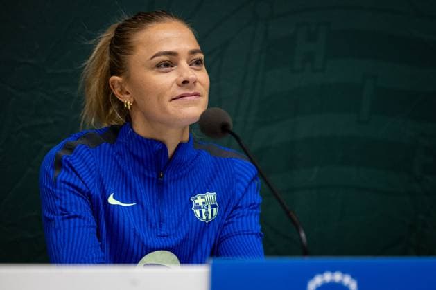 241211 Fridolina Rolfö of FC Barcelona gives a press conference on December 11, 2024 in Stockholm Photo Michael Campanella BILDBYRAN COP 313 MC0118 fotboll football soccer fotball damn uefa womens champions league barcelona femini press conference training bbeng  Copyright: MICHAELxCAMPANELLA BB241211MC016