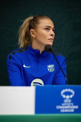 241211 Fridolina Rolfö of FC Barcelona gives a press conference on December 11, 2024 in Stockholm Photo Michael Campanella BILDBYRAN COP 313 MC0118 fotboll football soccer fotball damn uefa womens champions league barcelona femini press conference training bbeng  Copyright: MICHAELxCAMPANELLA BB241211MC017