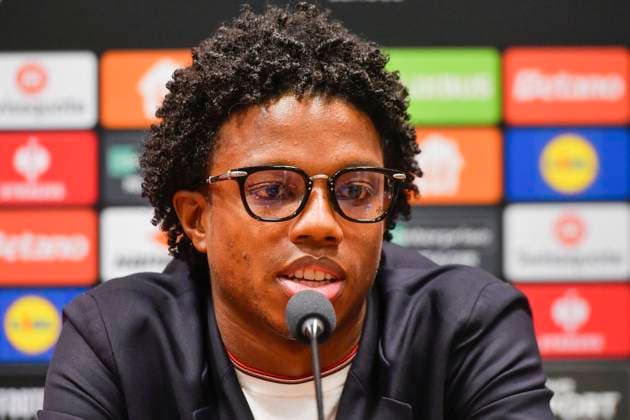 Soccer player of Manchester United, ManU Tyrell Malacia speaks during the press conference, PK, Pressekonferenz prior to Football Europa League 6th round match: Viktoria Plzen vs Manchester United in Pilsen, Czech Republic, December 11, 2024. (CTKxPhoto MiroslavxChaloupka) CTKPhotoP2024121107366  CTKPhotoP2024121107366