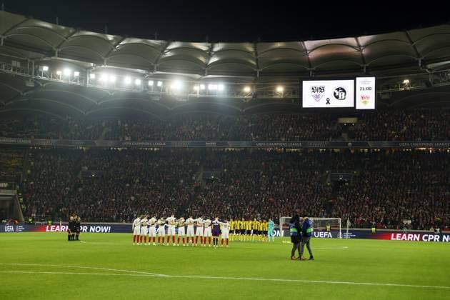 11 12 24 VfB Stuttgart Young Boys Bern Germany, Stuttgart, 11 12 2024, Football, UEFA Champions League, VfB Stuttgart Young Boys Bern minutes silence