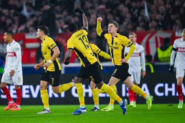 Lukasz Lakomy BSC Young Boys celebrates his goal during the UEFA Champions League 2024 25 League Phase MD6 match between VfB Stuttgart and BSC Young Boys at MHPArena on December 11, 2024 in Stuttgart, Germany Photo by Silas Schueller DeFodi Images Defodi 738 738 VFBYBB 20241211 132 Defodi-738