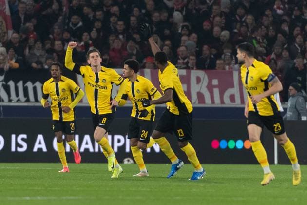 Goal for 0 1 by Lukasz Lakomy BSC Young Boys Bern, 08 Cheers, Goal celebration GER, VfB Stuttgart vs BSC Young Boys Bern, Football, Men, UEFA Champions League, Matchday 6, Season 2024 2025, 11 12 2024, GER, VfB Stuttgart vs BSC Young Boys Bern, Football, Men, UEFA Champions League, Matchday 6, Season 2024 2025, 11 12 2024 Stuttgart Copyright: xEibner-Pressefoto WolfgangxFrankx EP_WFK