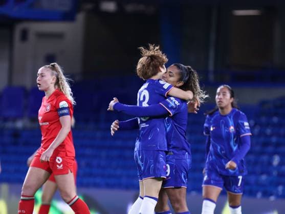 Stamford Bridge, London, 11th December 2024: Catarina Macario (9 Chelsea) celebrates her goal during the UEFA Women s Champions League game between Chelsea and FC Twente at Stamford Bridge, London, England on Wednesday 11th December 2024. (Claire Jeffrey SPP) Copyright: xClairexJeffreyx xSPPx spp-en-ClJeSp-CJ-SPP-FOOTBALL-CHEvTWE020