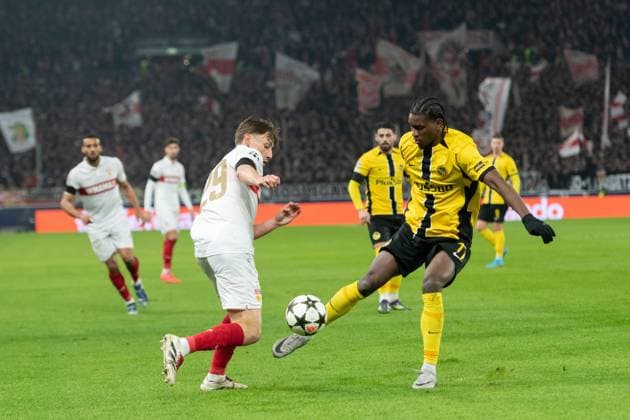 v li Anthony Rouault VfB Stuttgart 29 , Joel Monteiro BSC Young Boys Bern, 77 GER, VfB Stuttgart vs BSC Young Boys Bern, Football, Men, UEFA Champions League, Matchday 6, Season 2024 2025, 11 12 2024, GER, VfB Stuttgart vs BSC Young Boys Bern, Football, Men, UEFA Champions League, Matchday 6, Season 2024 2025, 11 12 2024 Stuttgart Copyright: xEibner-Pressefoto WolfgangxFrankx EP_WFK