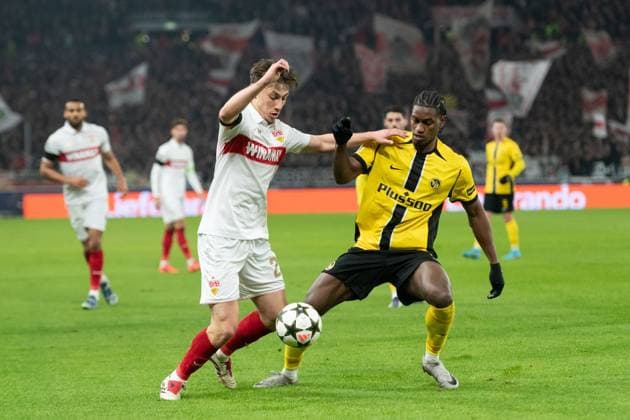 v li Anthony Rouault VfB Stuttgart 29 , Joel Monteiro BSC Young Boys Bern, 77 GER, VfB Stuttgart vs BSC Young Boys Bern, Football, Men, UEFA Champions League, Matchday 6, Season 2024 2025, 11 12 2024, GER, VfB Stuttgart vs BSC Young Boys Bern, Football, Men, UEFA Champions League, Matchday 6, Season 2024 2025, 11 12 2024 Stuttgart Copyright: xEibner-Pressefoto WolfgangxFrankx EP_WFK