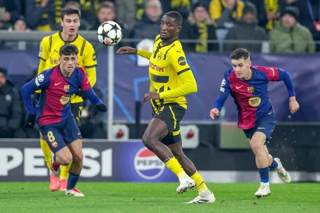 11 12 2024, UEFA Champions League, Borussia Dortmund FC Barcelona, Matchday 8, Signal Iduna Park, 2024 2025 season Serhou Guirassy BVB 9 North Rhine-Westphalia Germany
