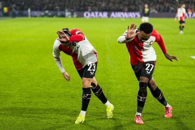 UEFA Champions League: Feyenoord v AC Sparta Praha Rotterdam - Anis Hadj Moussa of Feyenoord, Antoni Milambo of Feyenoord during the sixth round of new format of the Champions League 2024 2025. The match is set between Feyenoord and AC Sparta Praha at Stadion Feijenoord De Kuip on 11 December 2024 in Rotterdam, The Netherlands. Copyright: xYannickxVerhoevenx