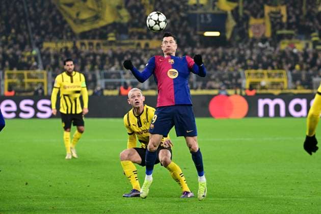 Robert Lewandowski 9 FC Barcelona , Borussia Dortmund vs FC Barcelona , Football, Champions League, Matchday 6, 11 12 2024 Dortmund North Rhine-Westphalia Germany Copyright: xkolbert-press MarcxNiemeyerx
