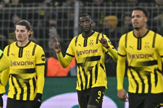 Serhou Guirassy Dortmund 9 celebrates after scoring 1 1 from the penalty spot 11 12 2024 Football, Champions League, Borussia Dortmund vs FC Barcelona, Signal Iduna Park, Dortmund, NRW Germany Copyright: xpepphotox xSaschaxWeizx pep00321, pep_20241211_hm_2504