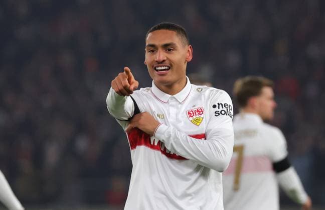 11 12 2024, Germany, Stuttgart, Football Champions League, VfB Stuttgart vs Young Boys Bern, cheering after the 2 1 goal, scorer Enzo Millot YB