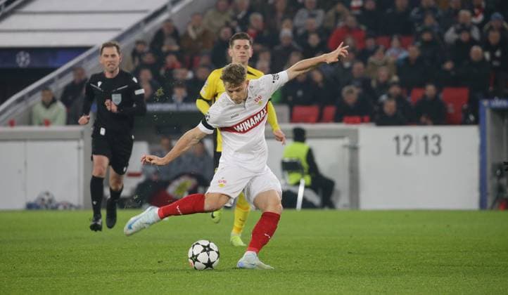 11 12 2024, Germany, Stuttgart, Soccer Champions League, VfB Stuttgart vs Young Boys Bern, Goal to 5 1 , Scorer Yannik Keitel VfB