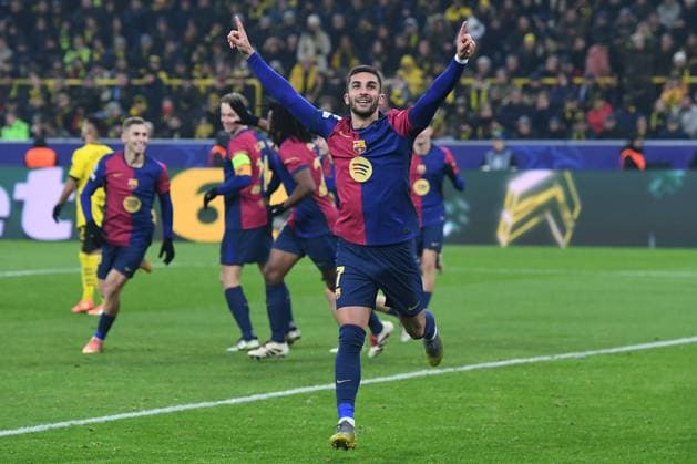 Soccer Champions League matchday 6 Borussia Dortmund FC Barcelona on 11 12 2024 at Signal Iduna Park in Dortmund Goal celebration for 1 2 by Ferran Torres Barcelona xRx