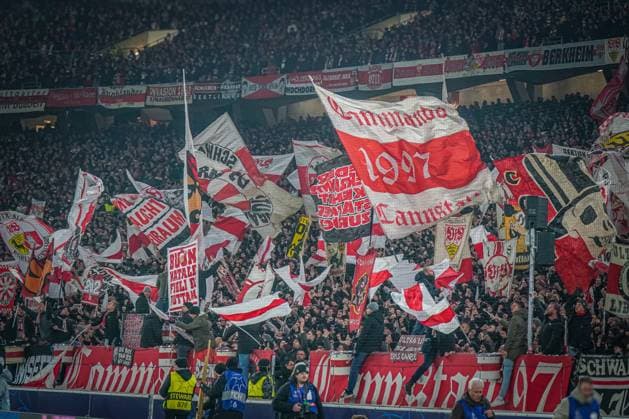 Football UEFA Champions League 2024 2025, Matchday 6 VfB Stuttgart vs BSC Young Boys Bern YB Stuttgart Arena Canstätter Kurve Fanblock VfB Stuttgart Fans Copyright: xJOERANxSTEINSIEKx
