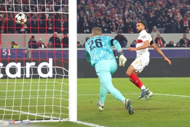11 12 2024, Germany, Stuttgart, Football Champions League, VfB Stuttgart vs Young Boys Bern, 3 1 Goal, Josha Vagnoman VfB