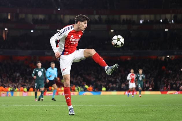 Arsenal gegen Monaco 11. Dezember 2024, London UEFA Champions League Arsenal gegen Monaco Kai Havertz von Arsenal Foto Jacques Feeney Abseits London UK  Copyright: xJacquesxFeeneyx xOffsidexOffside