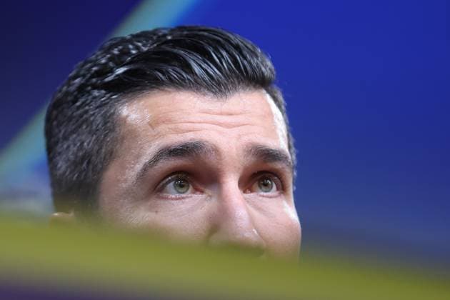 UEFA Champions League Borussia Dortmund FC Barcelona on 11 12 2024 at Signal Iduna Park in Dortmund Coach Nuri Sahin Dortmund pensive at the press conference MH