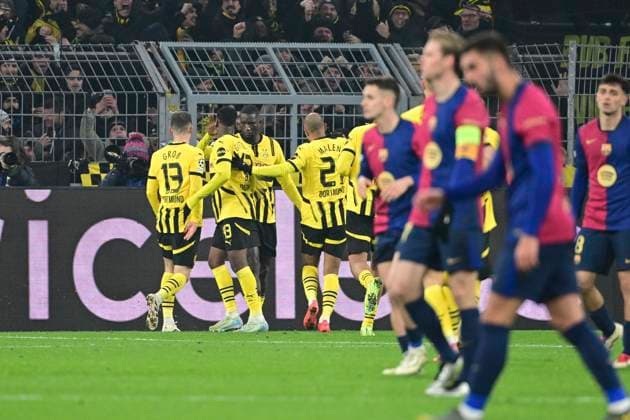 Goal celebration for 2 2 by Serhou Guirassy 9 Borussia Dortmund , Borussia Dortmund vs FC Barcelona , Soccer, Champions League, Matchday 6, 11 12 2024 Dortmund Nordrhein Westfalen Germany Copyright: xkolbert-press MarcxNiemeyerx