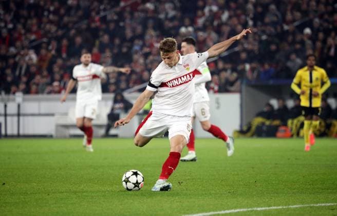 11 12 24 VfB Stuttgart Young Boys Bern Germany, Stuttgart, 11 12 2024, Football, UEFA Champions League, VfB Stuttgart Young Boys Bern Yannik Keitel VfB Stuttgart Goal 5 1 Keitel