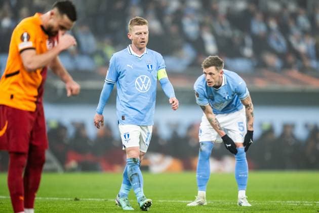 241212 Anders Christiansen and Soren Rieks of Malmö FF during the UEFA Europa League football match between Malmö FF and Galatasaray on December 12, 2024 in Malmö Photo Petter Arvidson BILDBYRAN kod PA PA0940 fotboll football soccer fotball uefa europa league europa league malmö ff galatasaray bbeng  Copyright: PETTERxARVIDSON BB241212PA058