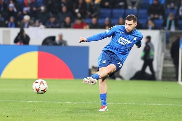 12 12 2024, xtvx, Football UEFA Europa League, TSG 1899 Hoffenheim FCSB Bucharest emspor, v l David Jurasek TSG 1899 Hoffenheim Portrait DFL DFB REGULATIONS PROHIBIT ANY USE OF PHOTOGRAPHS as IMAGE SEQUENCES and or QUASI VIDEO Sinsheim