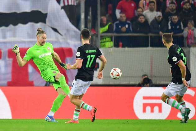 Athens, Georgios Karaiskakis Stadium , 12-12-2024 , season 2024 2025, Europa League during the match Olympiacos - Twente , FC Twente goalkeeper Lars Unnerstall Olympiacos - Twente  x27000974x Copyright: