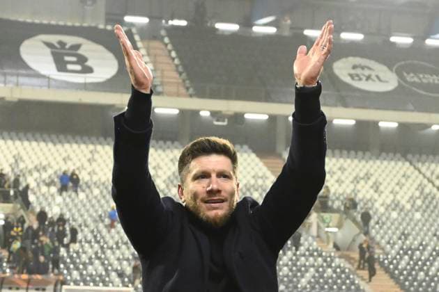 Royale Union Saint-Gilloise v Nice - UEFA Europa League BRUSSELS, BELGIUM - DECEMBER 12 : Pocognoli Sebastien head coach of Royale Union Saint-Gilloise during the UEFA Europa League 2024 25 League Phase MD6 match between Royale Union Saint-Gilloise and Nice on December 12, 2024 in Brussels, Belgium, 12 12 2024 Brussels Belgium  Copyright: xVincentxKalutx