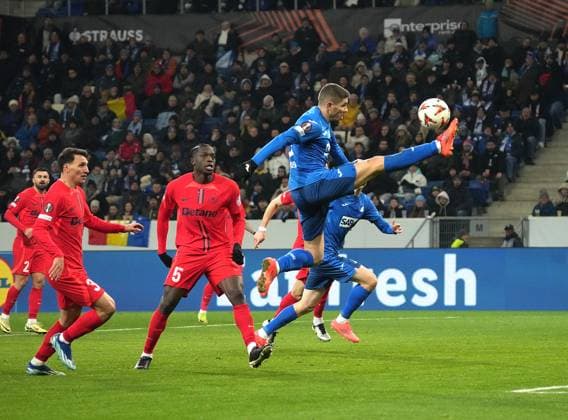 Europa League, TSG 1899 Hoffenheim vs FCSB Bucharest 12 12 2024, PreZero Arena, Sinsheim, Europa League, TSG 1899 Hoffenheim vs FCSB Bucharest , in the picture Joyskim Dawa Bucharest , Andrej Kramaric Hoffenheim nordphotoxGmbHx xBratic nph00250