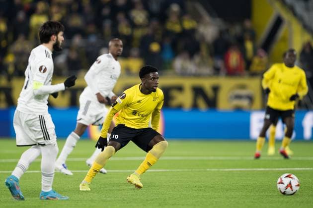 241212 Michael Baidoo of Elfsborg during the Europa League match between Elfsborg and Qarabag on December 12, 2024 in Boras Photo Jörgen Jarnberger BILDBYRAN COP 112 JJ0423 fotboll football soccer fotball uefa europa league europa league elfsborg qarabag bbeng  Copyright: JÖRGENxJARNBERGER BB241212JJ022