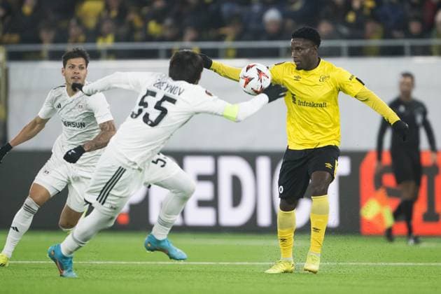 241212 Michael Baidoo of Elfsborg during the Europa League match between Elfsborg and Qarabag on December 12, 2024 in Boras Photo Jörgen Jarnberger BILDBYRAN COP 112 JJ0423 fotboll football soccer fotball uefa europa league europa league elfsborg qarabag bbeng  Copyright: JÖRGENxJARNBERGER BB241212JJ028