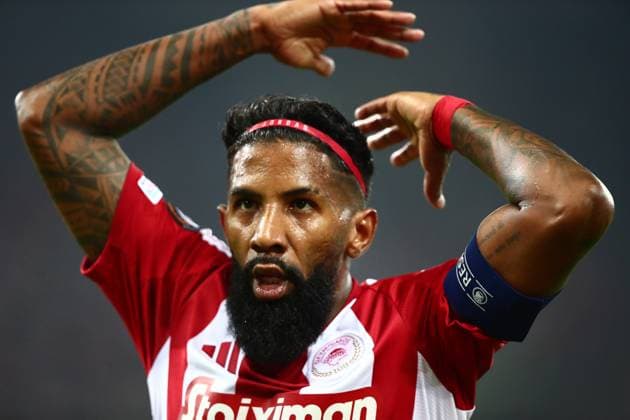 Rodinei of Olympiacos in action during the UEFA Europa League league phase matchday 6 soccer match between Olympiacos and Twente held at Stadium Georgios Karaiskakis in Piraeus, Greece, 12 December 2024. IMAGO ONE INCH PRODUCTIONS PIRAEUS Greece Copyright: xOnexInchxProductionsx 6406762