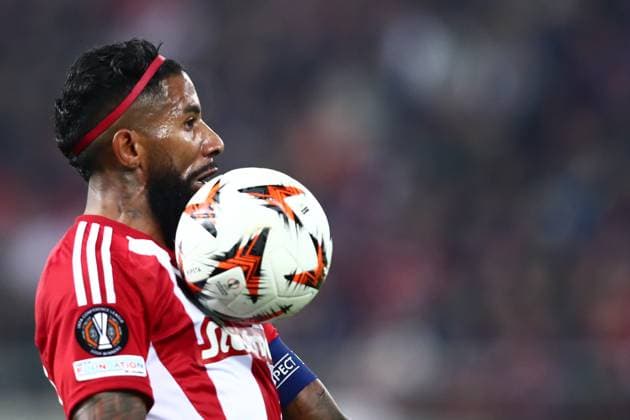 Rodinei of Olympiacos in action during the UEFA Europa League league phase matchday 6 soccer match between Olympiacos and Twente held at Stadium Georgios Karaiskakis in Piraeus, Greece, 12 December 2024. IMAGO ONE INCH PRODUCTIONS PIRAEUS Greece Copyright: xOnexInchxProductionsx 6406765