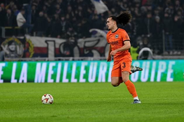 12 12 2024, xjrdrx, Football UEFA Europa League, Olympique Lyon Eintracht Frankfurt emspor, v l Arthur Theate Eintracht Frankfurt DFL DFB REGULATIONS PROHIBIT ANY USE OF PHOTOGRAPHS as IMAGE SEQUENCES and or QUASI VIDEO Lyon