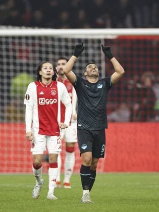 AMSTERDAM - Pedro Rodriguez of SS Lazio celebrates 1-3 during the UEFA Europa League match between AFC Ajax Amsterdam and SS Lazio Roma at the Johan Cruijff ArenA on Dec. 12, 2024 in Amsterdam, Netherlands. ANP Hollandse Hoogte MAURICE VAN STEEN UEFA Europa League 2024 25 League Phase MD6 2024 25 xVIxANPxSportx xMauricexvanxSteenxIVx 515564695 originalFilename: 515564695.jpg