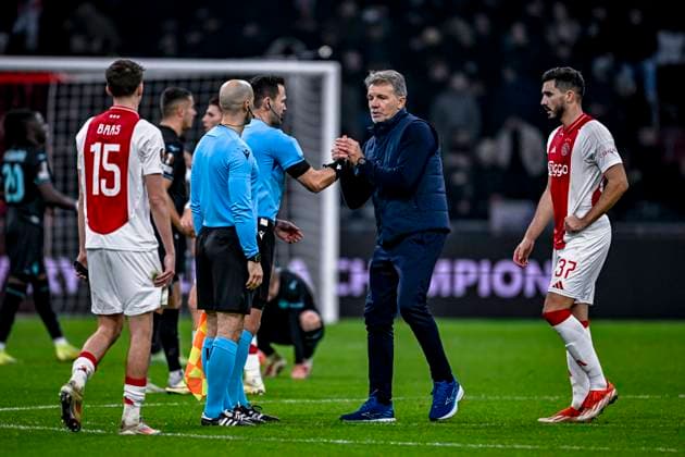 Lazio trainer Marco Baroni, during the match Ajax Lazio at the Johan Cruijff ArenA for the UEFA Europa League League phase Matchday 6 season 2024 2025 in AMSTERDAM, Netherlands on 12 december 2024, photo by Stefan Koops EYE4images DeFodi Images Defodi 746 203951 Defodi-746