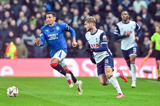 Rangers v Tottenham Hotspur UEFA Europa League Timo Werner of Tottenham Hotspur on the ball during the UEFA Europa League match at Ibrox Stadium, Glasgow UK Newspapers OUT Copyright: xJamiexJohnstonx FIL-21079-0092
