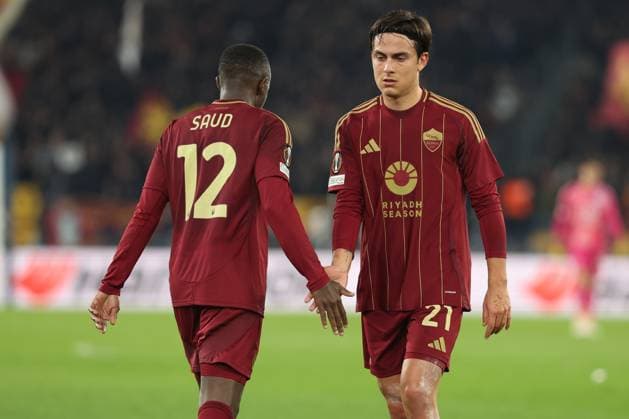 December 12, 2024, Rome, Italy: Saud Abdulhamid of Roma and Paulo Dybala of Roma seen during the Uefa Europa League 2024-2025, day 6, football match between AS Roma vs SC Braga at Olympic Stadium. Final score; AS Roma 3 : 0 SC Braga. Rome Italy - ZUMAs197 20241212_aaa_s197_155 Copyright: xMarcoxIacobuccix