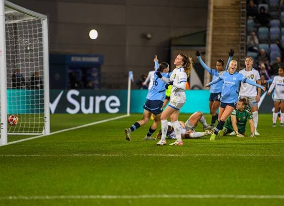 Manchester City Women v St.Polten-Spratzern UEFA Womens Champions League Lily Murphy of Manchester City Women scores the first goal for the team during the Womens Champions League Group D match at Joie Stadium, Manchester UK Newspapers OUT Copyright: xKarlxVallantinex FIL-21080-0030