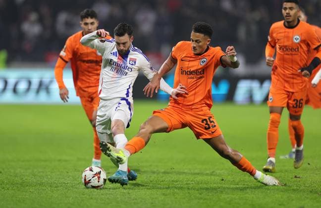12 12 2024, Football UEFA Europa League, Olympique Lyon Eintracht Frankfurt, emonline, emspor, v l , Nicolas Tagliafico Olympique Lyon , Tuta Lucas Silva Melo Eintracht Frankfurt DFL DFB REGULATIONS PROHIBIT ANY USE OF PHOTOGRAPHS AS IMAGE SEQUENCES AND OR QUASI VIDEO xdcx Copyright: HMBxMedia Claus