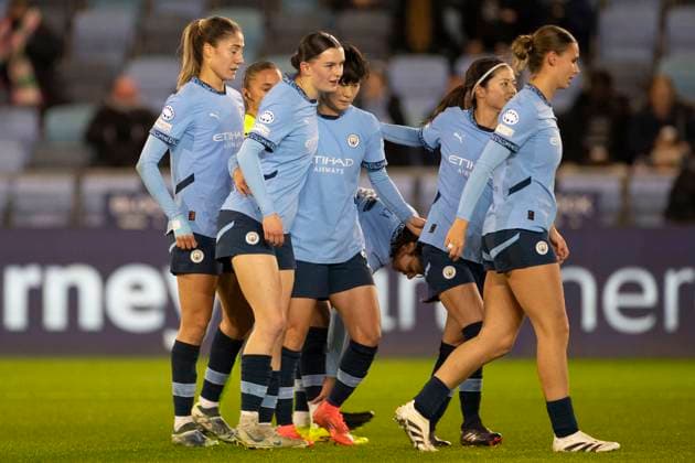 Manchester City v SKN St. Polten - UEFA Women s Champions League 2024 25 Group Stage MD5 Lily Murphy 46 of Manchester City W.F.C. celebrates her goal during the UEFA Champions League Group D match between Manchester City and SKN St. Polten at the Joie Stadium in Manchester, on December 12, 2024. Manchester United Kingdom  Copyright: xMIxNewsx originalFilename:fletcher-manchest241212_npjIa.jpg