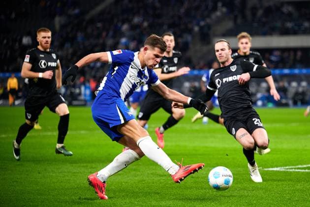 Florian Niederlechner Hertha BSC, 07 , GER, Hertha BSC vs SC Preussen Muenster, Soccer Men, 2 Bundesliga, Season 2024 2025, Matchday 16, 13 12 2024 DFL REGULATIONS PROHIBIT ANY USE OF PHOTOGRAPHS AS IMAGE SEQUENCES AND OR QUASI VIDEO GER, Hertha BSC vs SC Preussen Muenster, Soccer Men, 2 Bundesliga, Season 2024 2025, Matchday 16, 13 12 2024 Berlin Copyright: xEibner-Pressefotox xClaudiusxRauchx EP_CRH