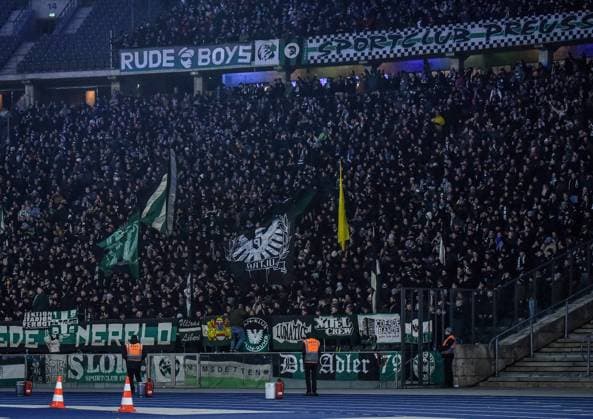 Soccer 2 Bundesliga Hertha BSC Berlin Preußen Münster 13 12 2024, xdanx, Soccer 2 Bundesliga Hertha BSC Berlin Preußen Münster v l Fans, Mood, Scarves, Flags, Visitors, Jerseys, Ultras, Preussen Muenster DFL DFB REGULATIONS PROHIBIT ANY USE OF PHOTOGRAPHS as IMAGE SEQUENCES and or QUASI VIDEO Daniel Lakomski Mix1 Berlin Olympiastadion Berlin Berlin Germany EN Copyright: xDanielxLakomskix