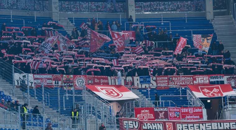 Fans of Jahn Regensburg during the 2 Bundesliga match between Karlsruher SC and Jahn Regensburg at BBBank Wildpark on December 13, 2024 in Karlsruhe, Germany Photo by Silas Schueller DeFodi Images Fans Jahn Regensburg during the 2 Bundesliga match between Karlsruher SC and Jahn Regensburg at BBBank Wildpark on December 13, 2024 in Karlsruhe, Germany Photo by Silas Schueller DeFodi Images DFB DFL REGULATIONS PROHIBIT ANY USE OF PHOTOGRAPHS AS IMAGE SEQUENCES AND OR QUASI VIDEO Photo by Silas Schueller DeFodi Images Defodi 738 738 KSCREG 20241213 226 Defodi-738 DFB DFL REGULATIONS PROHIBIT ANY USE OF PHOTOGRAPHS AS IMAGE SEQUENCES AND OR QUASI-VIDEO.